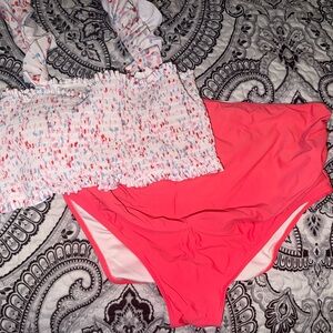 Colorful Smocked Maternity Bikini Set